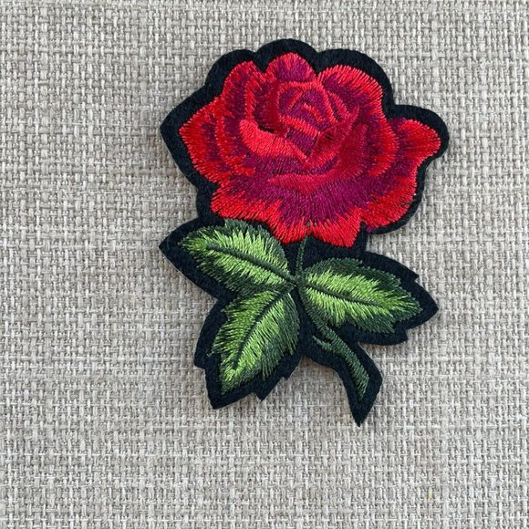 Flower Patches Iron On Red Roses Floral Embroidery Patches for Clothes lot of 3 - Picture 9 of 11